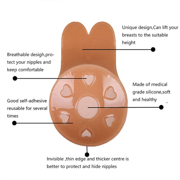 2-Pairs Women's Invisible Lifting Bras Reusable Silicone Nipple Covers Backless - Picture 4 of 6